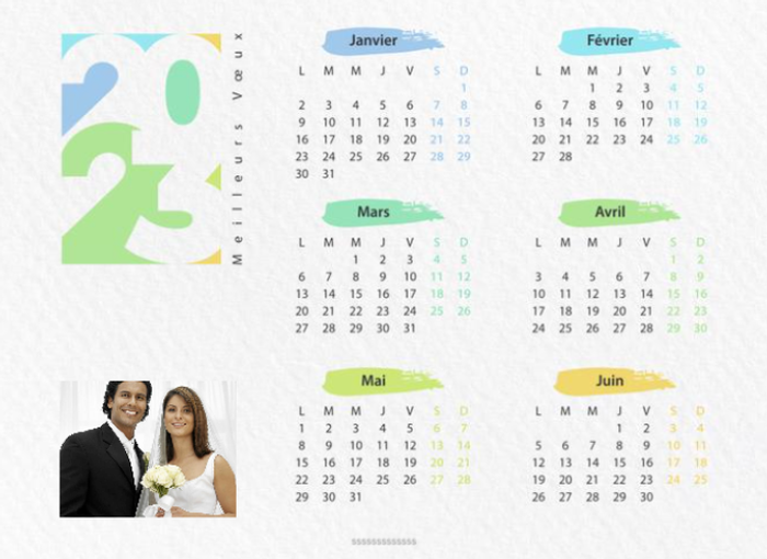 Carte calendrier 2023 Beige