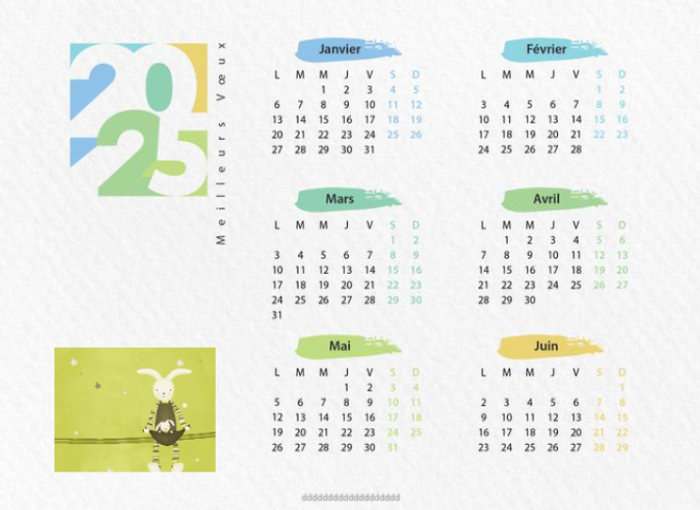Carte calendrier 2024 Beige