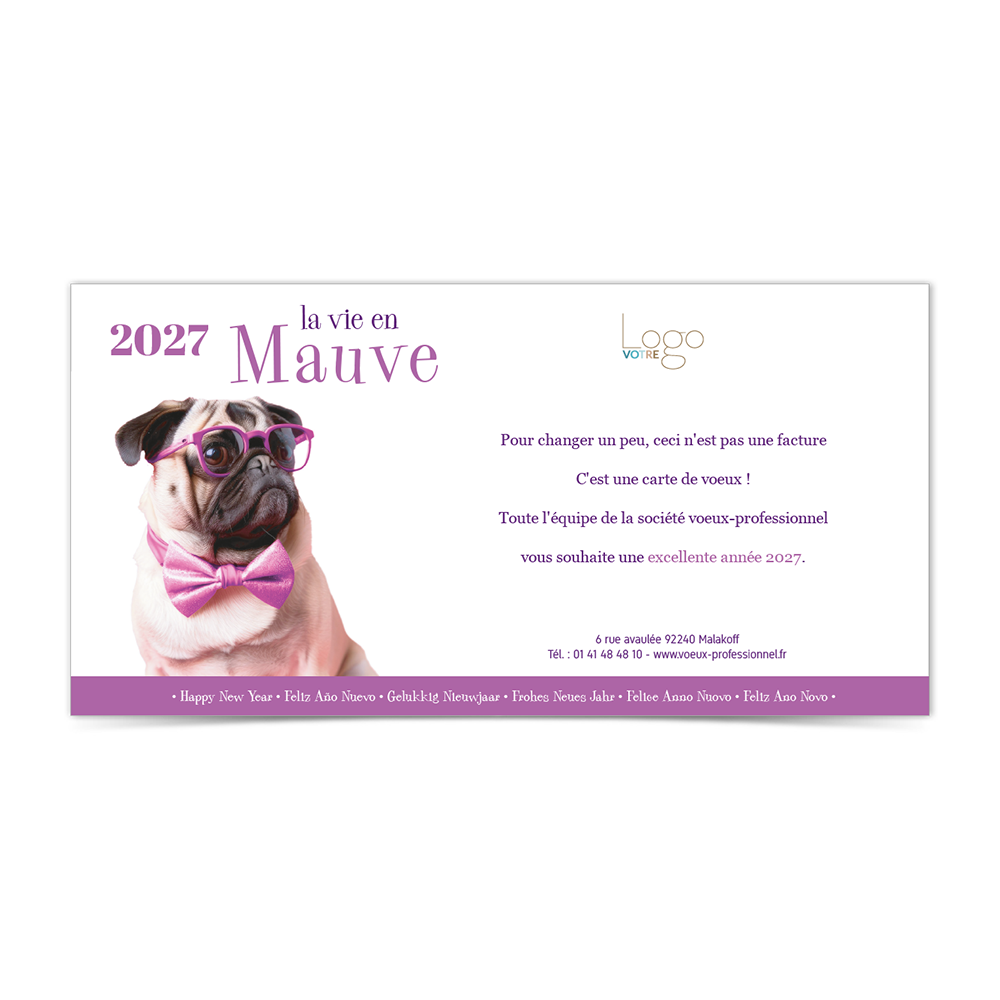 carte de voeux La vie en mauve