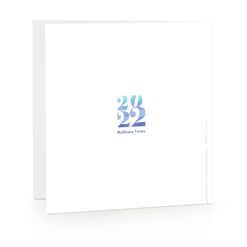 Carte de voeux 2022 - Aquarelle bleue