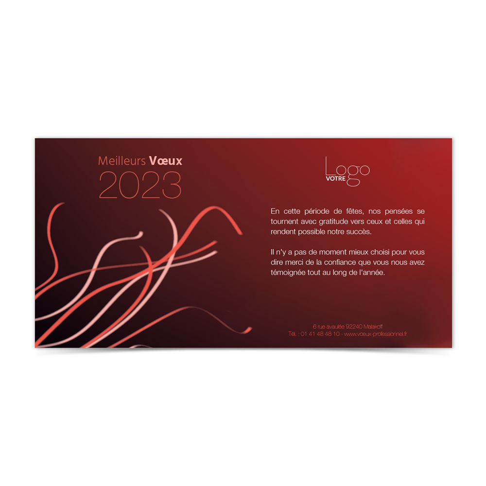 Carte de Voeux Virtuelle 2023 Statique - Rubans Rouges