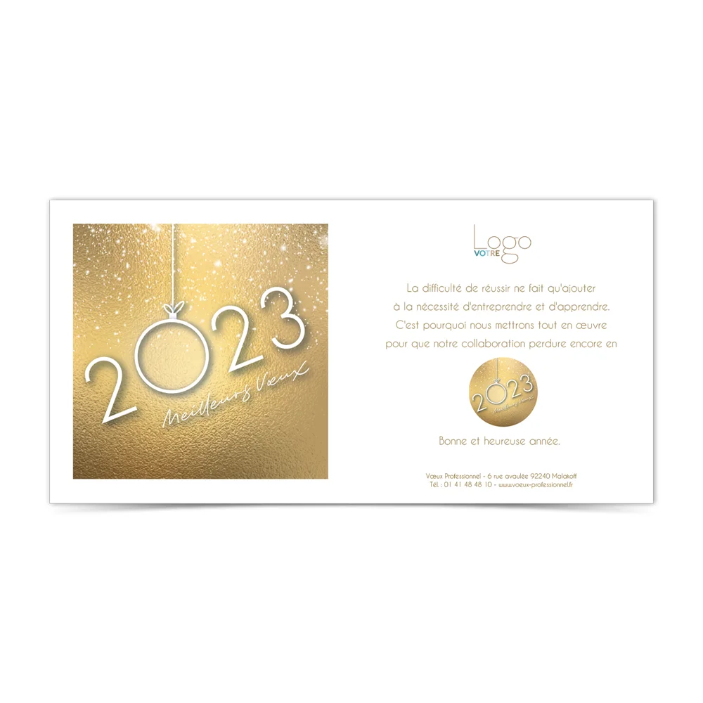 Carte de voeux 2023 Statique - Festive Dorée