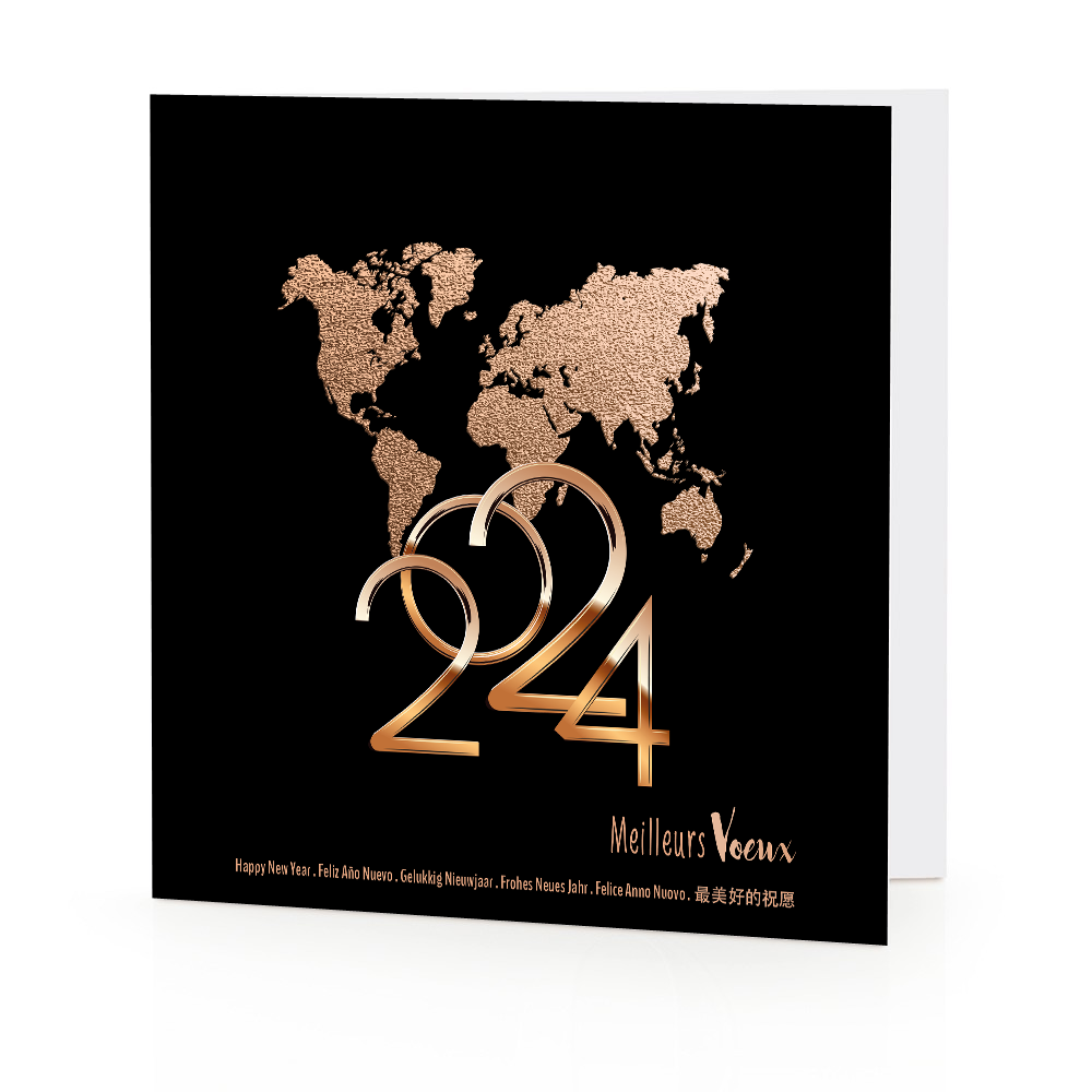 Carte de voeux 2024 Doré rose