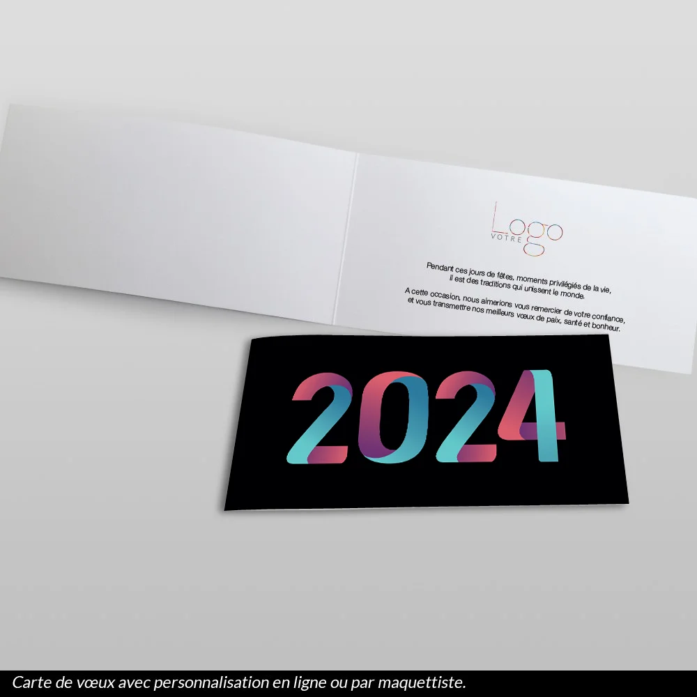 carte de voeux 2024 Pliage Noir