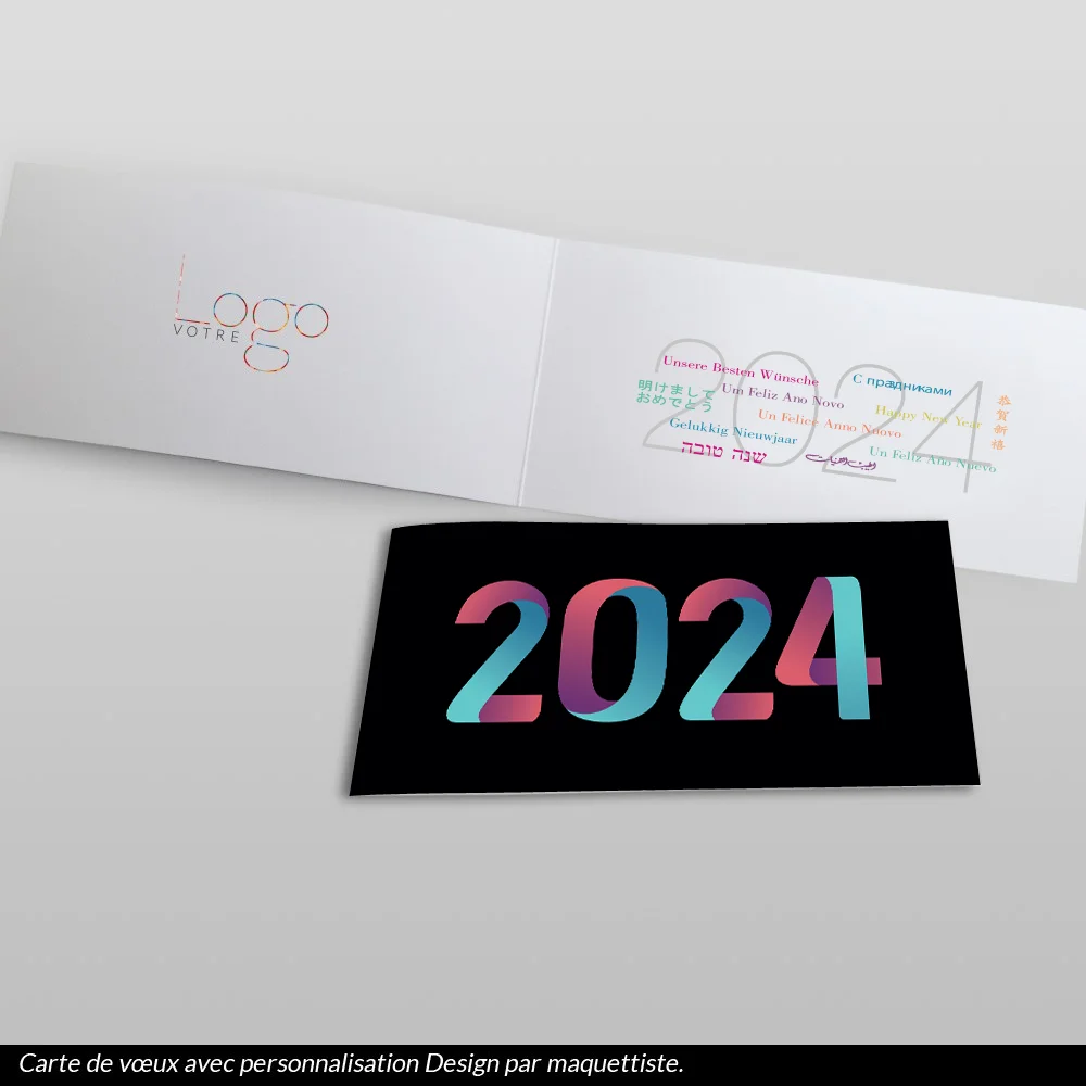 carte de voeux 2024 Pliage Noir
