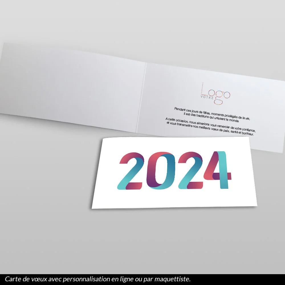 carte de voeux 2024 Pliage Blanc