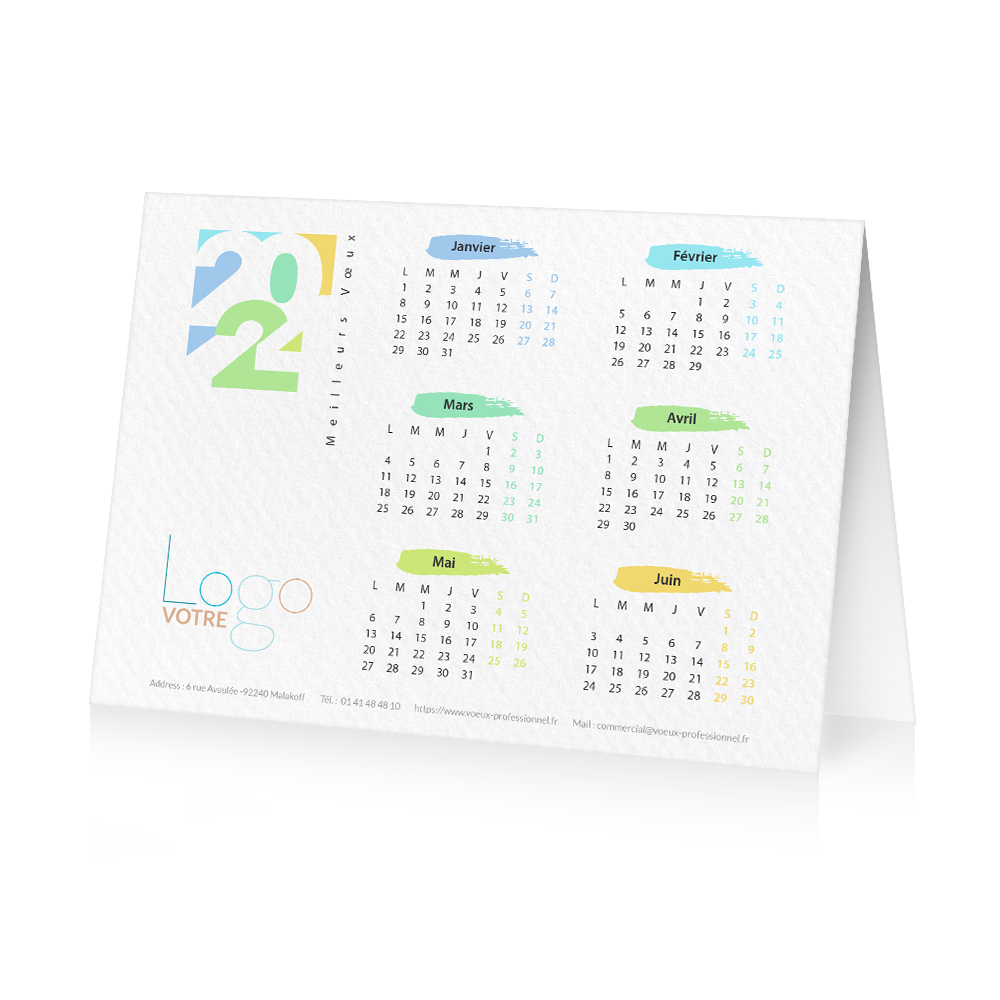 Carte calendrier 2024 Beige