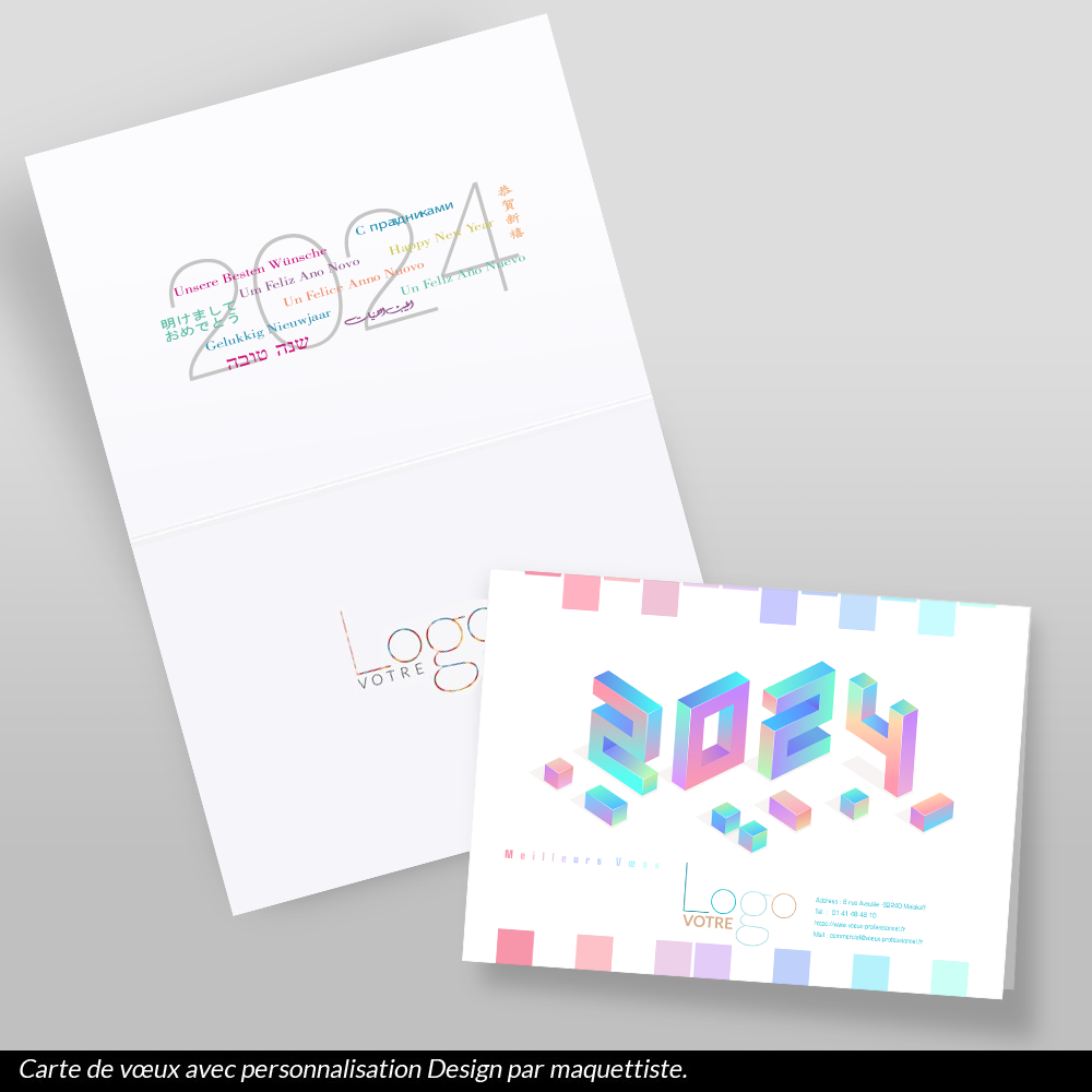 Carte calendrier 2024 Cubes