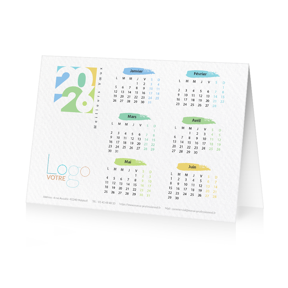 Carte calendrier 2026 Beige