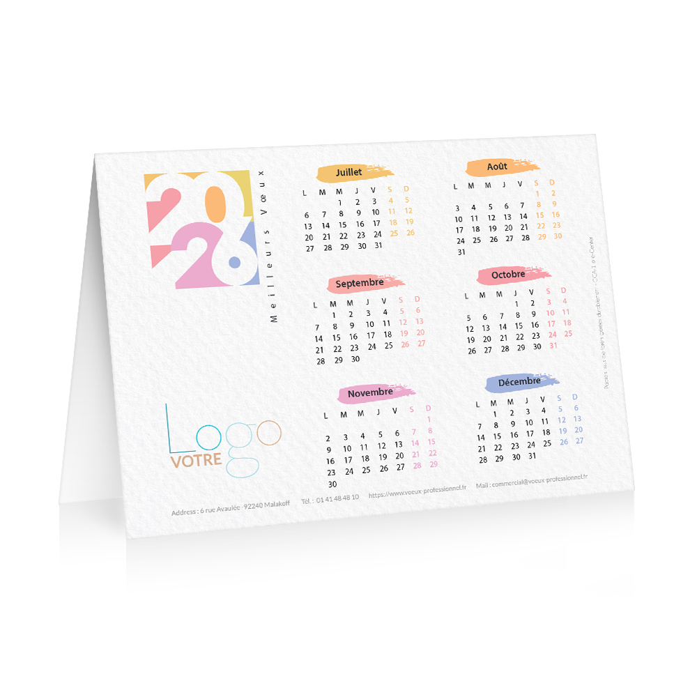 Carte calendrier 2026 Beige
