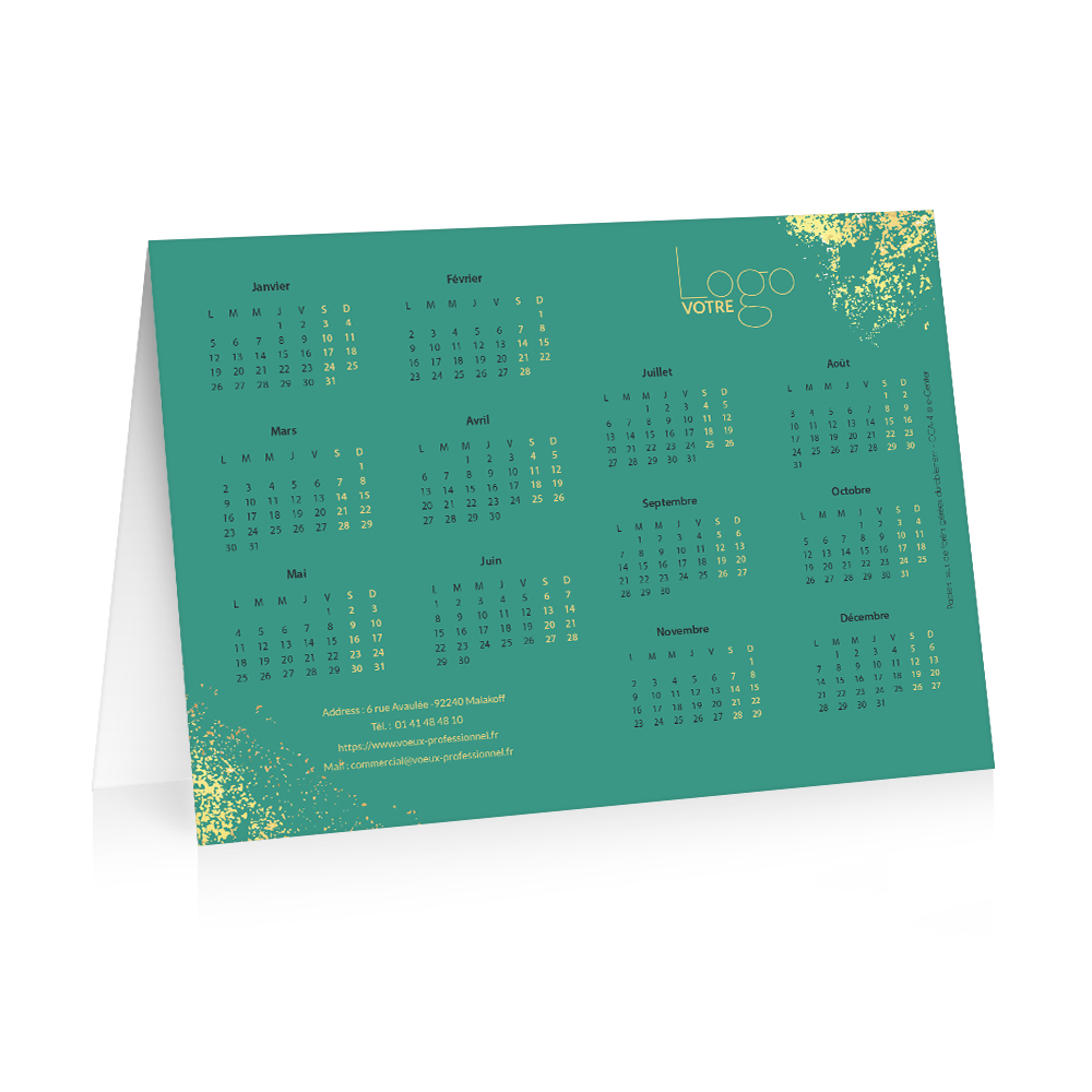 Carte calendrier 2026 Verte