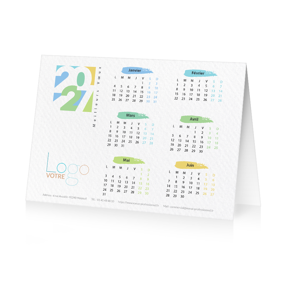 Carte calendrier 2026 Beige