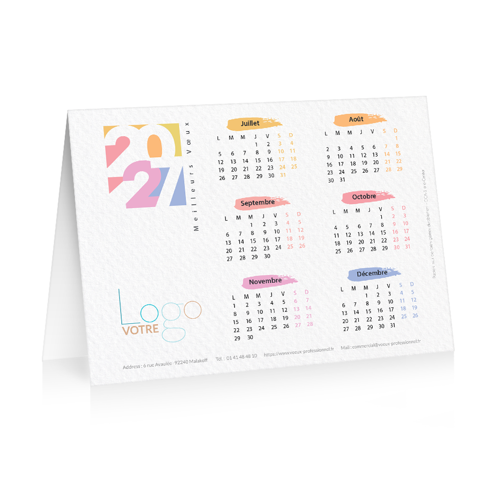 Carte calendrier 2026 Beige