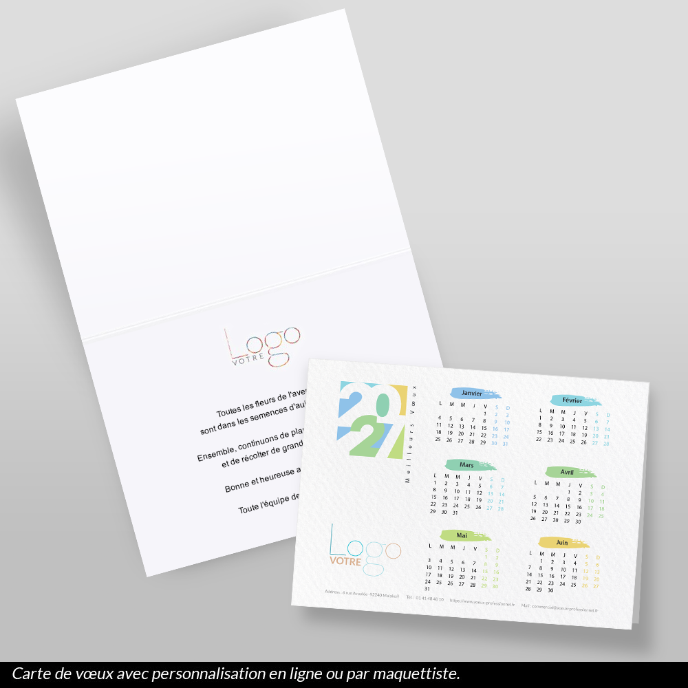 Carte calendrier 2026 Beige