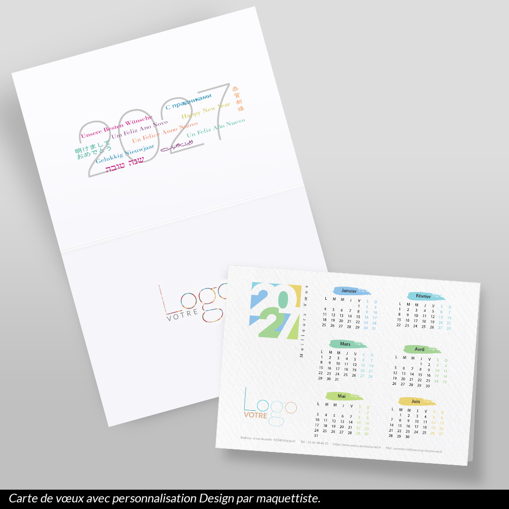 Carte calendrier 2026 Beige